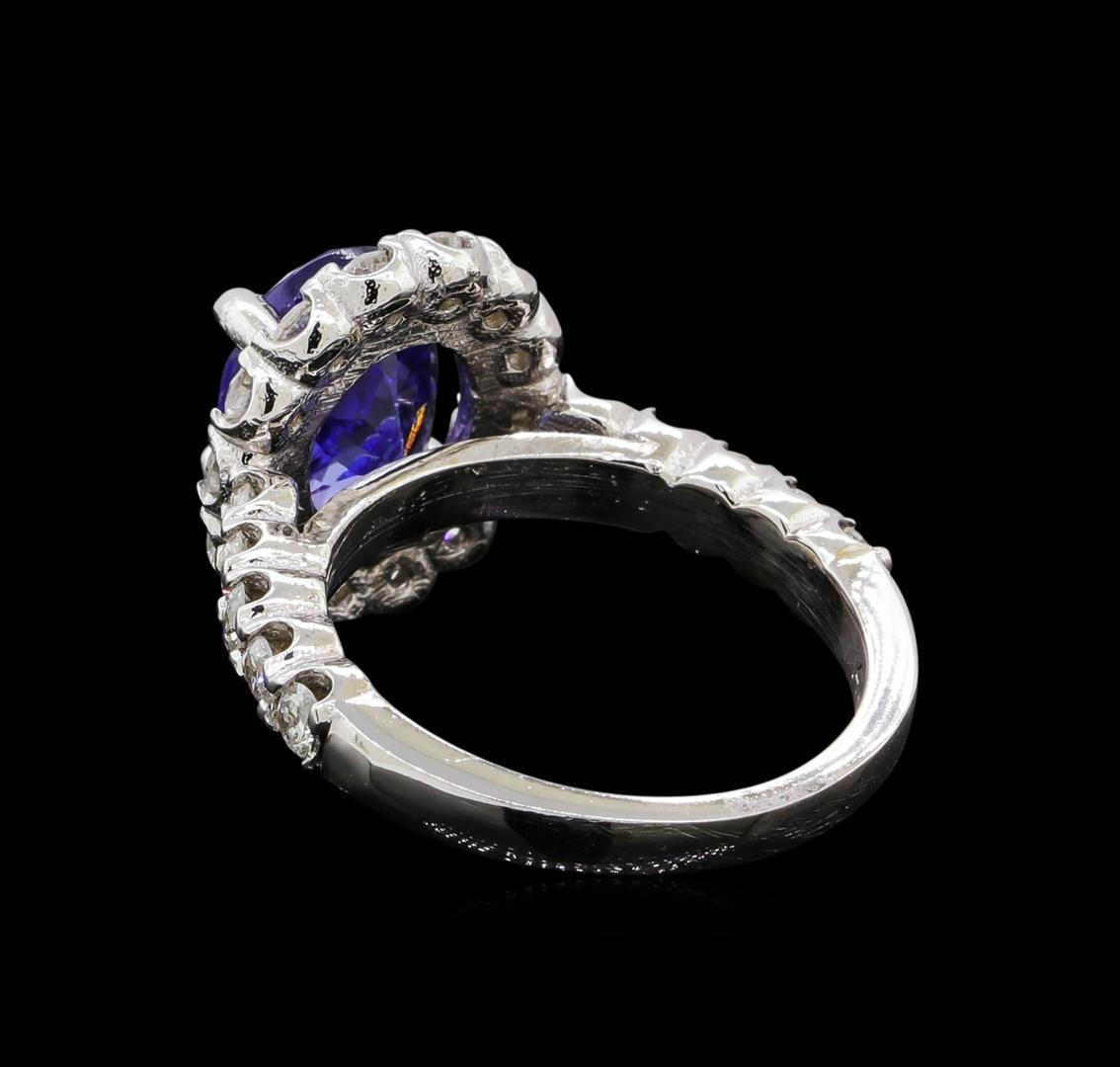 3.48 ctw Tanzanite and Diamond Ring - 14KT White Gold