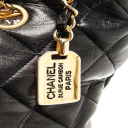 Chanel Black Lambskin Leather GHW Chain Tote Bag