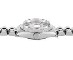 Rolex Ladies Stainless Steel Silver Index Fluted Bezel Date Wristwatch
