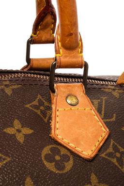 Louis Vuitton Brown Monogram Canvas Leather Speedy 40 Bag