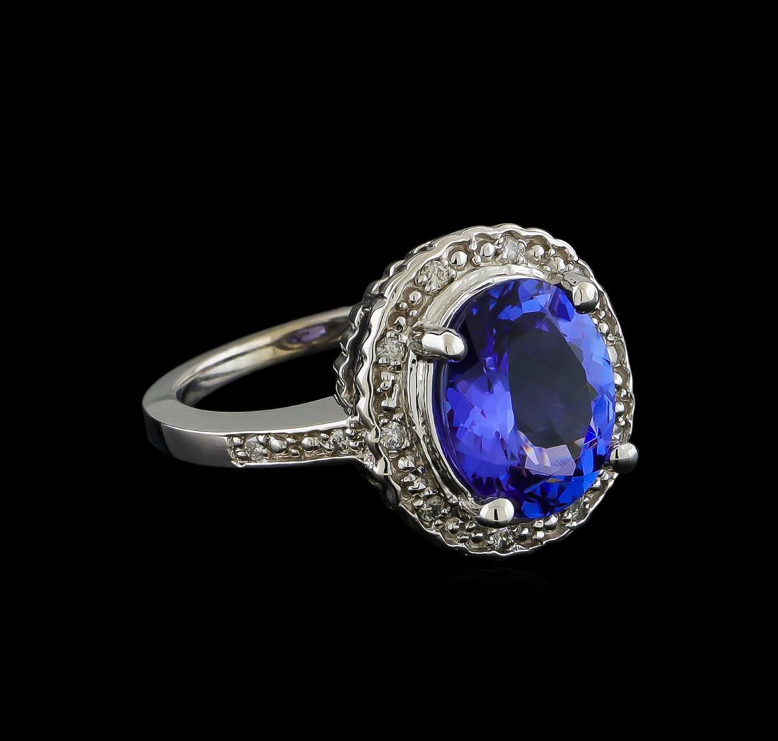 3.65 ctw Tanzanite and Diamond Ring - 14KT White Gold