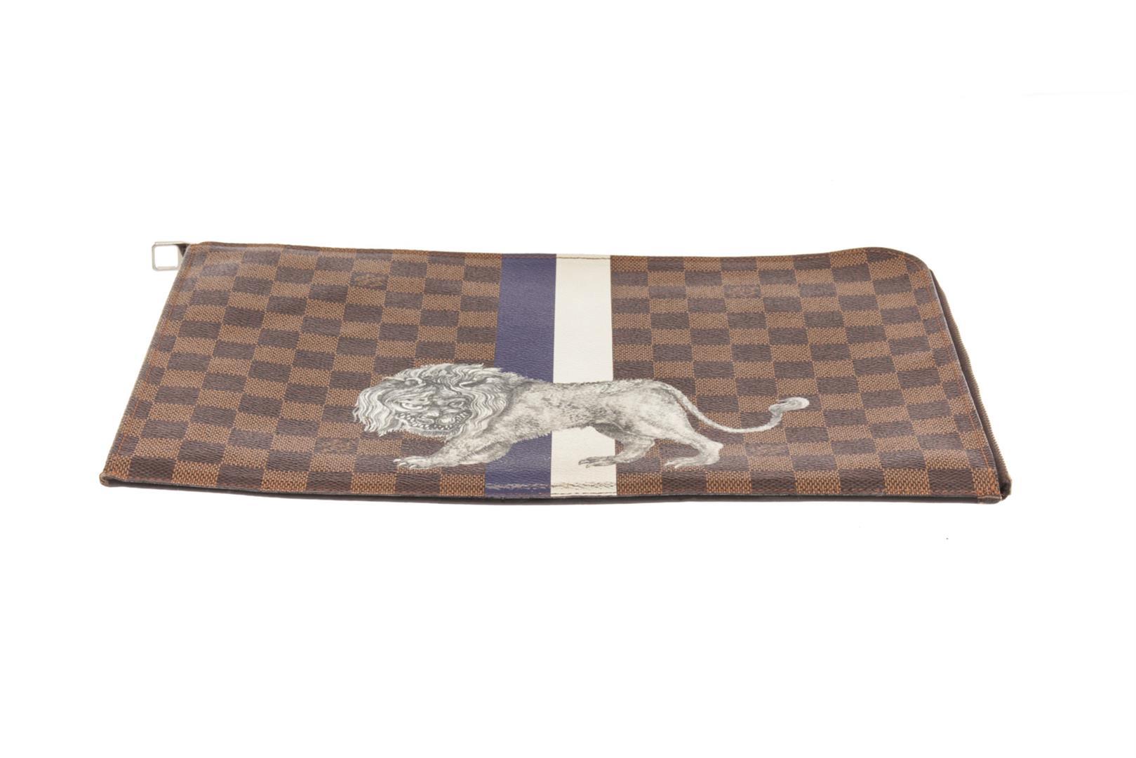 Louis Vuitton Brown Damier Ebene Lion Chapman Pochette Jour GM