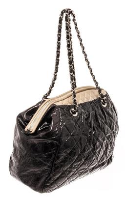 Chanel Black Leather Chain Tote Bag