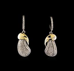 0.62 ctw Diamond Earrings - 14KT White and Yellow Gold