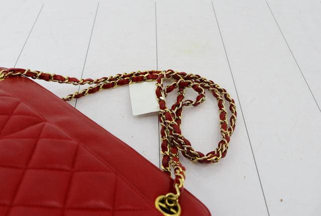 Chanel Red Quilted Lambskin Leather Matelasse Chain Shoulder Bag