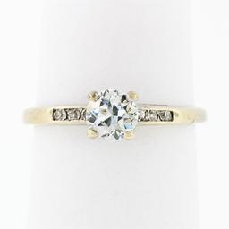 Antique Art Deco 18k White Gold 0.55 ctw European Diamond Solitaire & Accent Rin