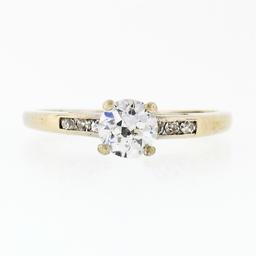 Antique Art Deco 18k White Gold 0.55 ctw European Diamond Solitaire & Accent Rin