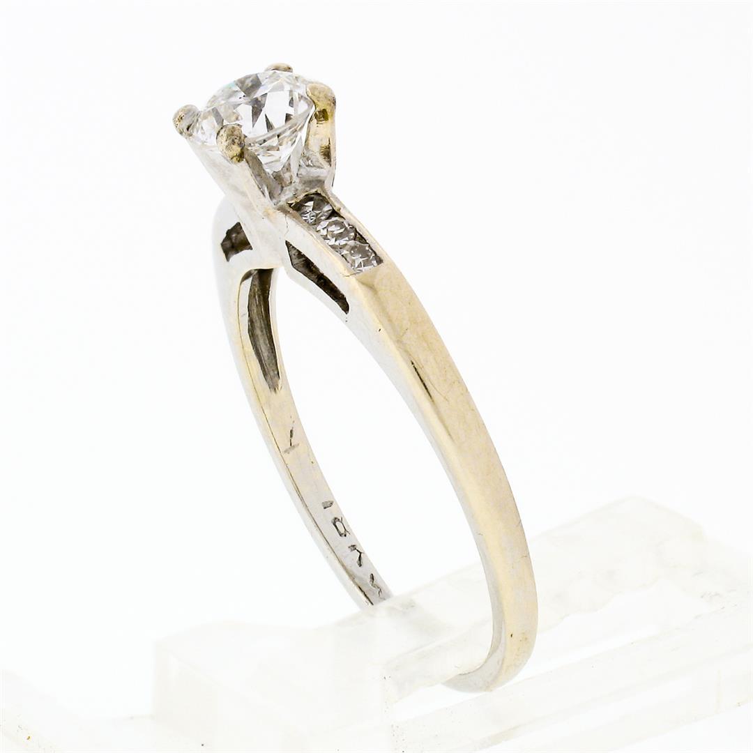 Antique Art Deco 18k White Gold 0.55 ctw European Diamond Solitaire & Accent Rin