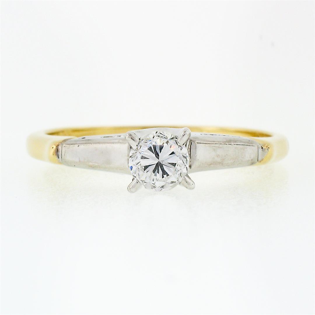 Vintage 14k Gold Old Transitional Diamond Solitaire Engagement or Promise Ring