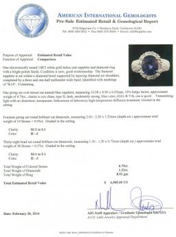 14KT White Gold 4.79 ctw Sapphire and Diamond Ring