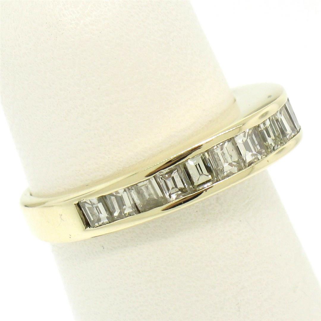 14k Yellow Gold 1.00 ctw Baguette Diamond Channel Domed Wedding Band Ring