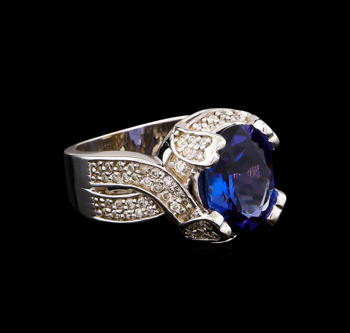 4.20 ctw Tanzanite and Diamond Ring - 14KT White Gold