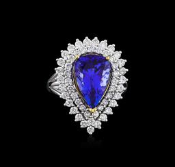 14KT Two-Tone Gold 4.13 ctw Tanzanite and Diamond Ring