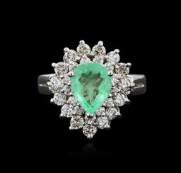 14KT White Gold 1.39 ctw Emerald and Diamond Ring