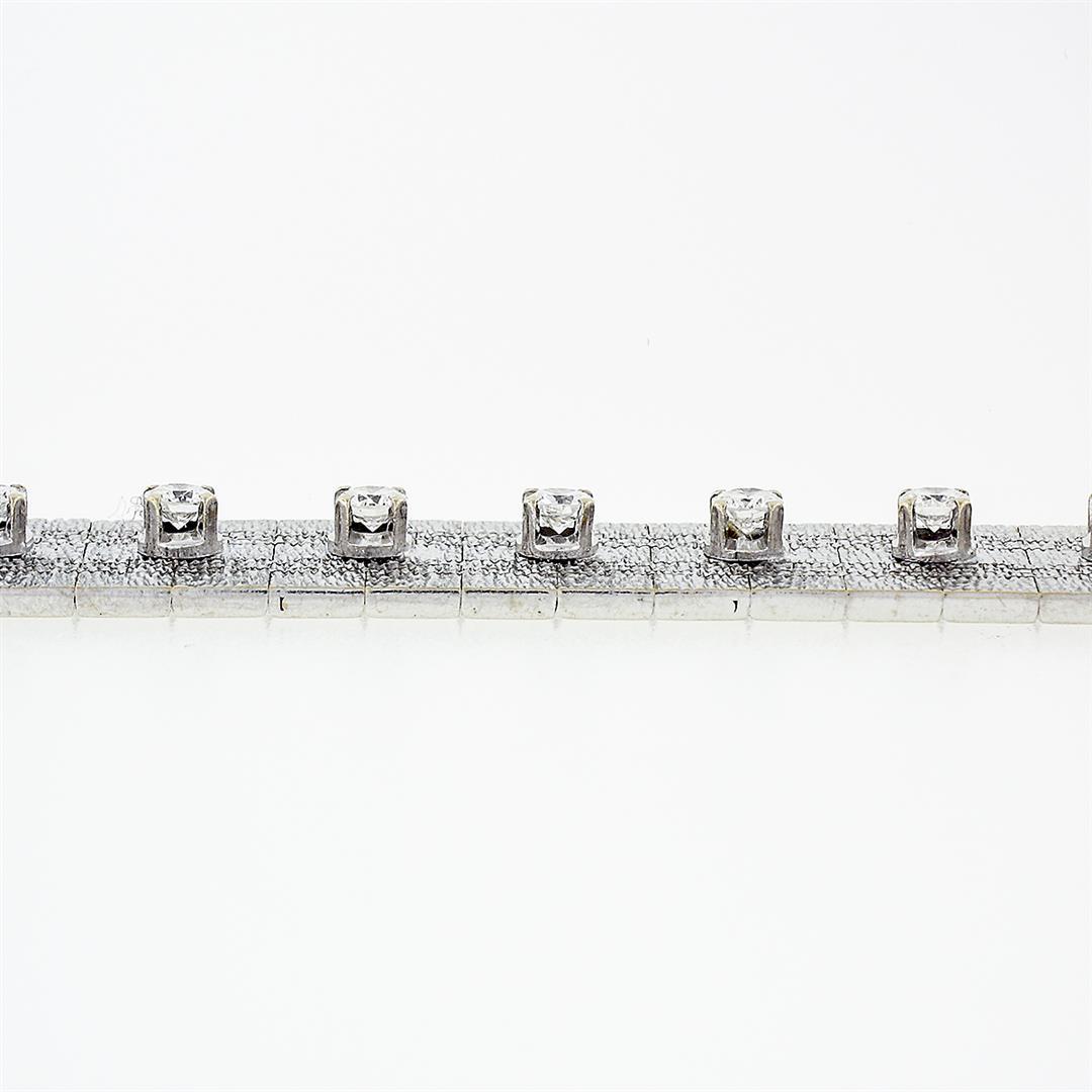 Vintage 18k White Gold 2.40 ctw Round Diamond 15mm Wide Brick Mesh Link Bracelet