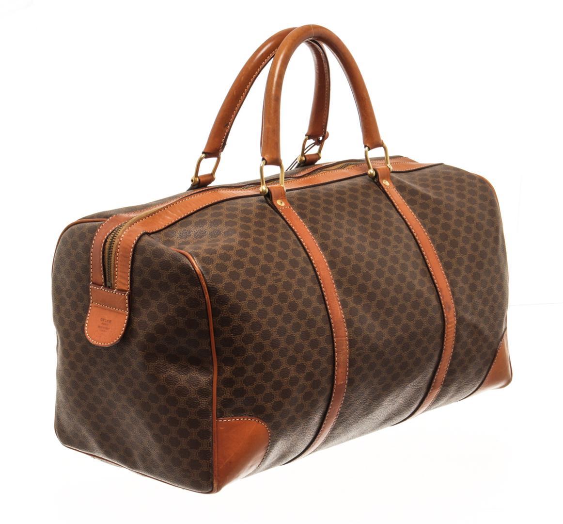 Celine Brown Macadam Pattern Logo Embossed Big Boston Bag