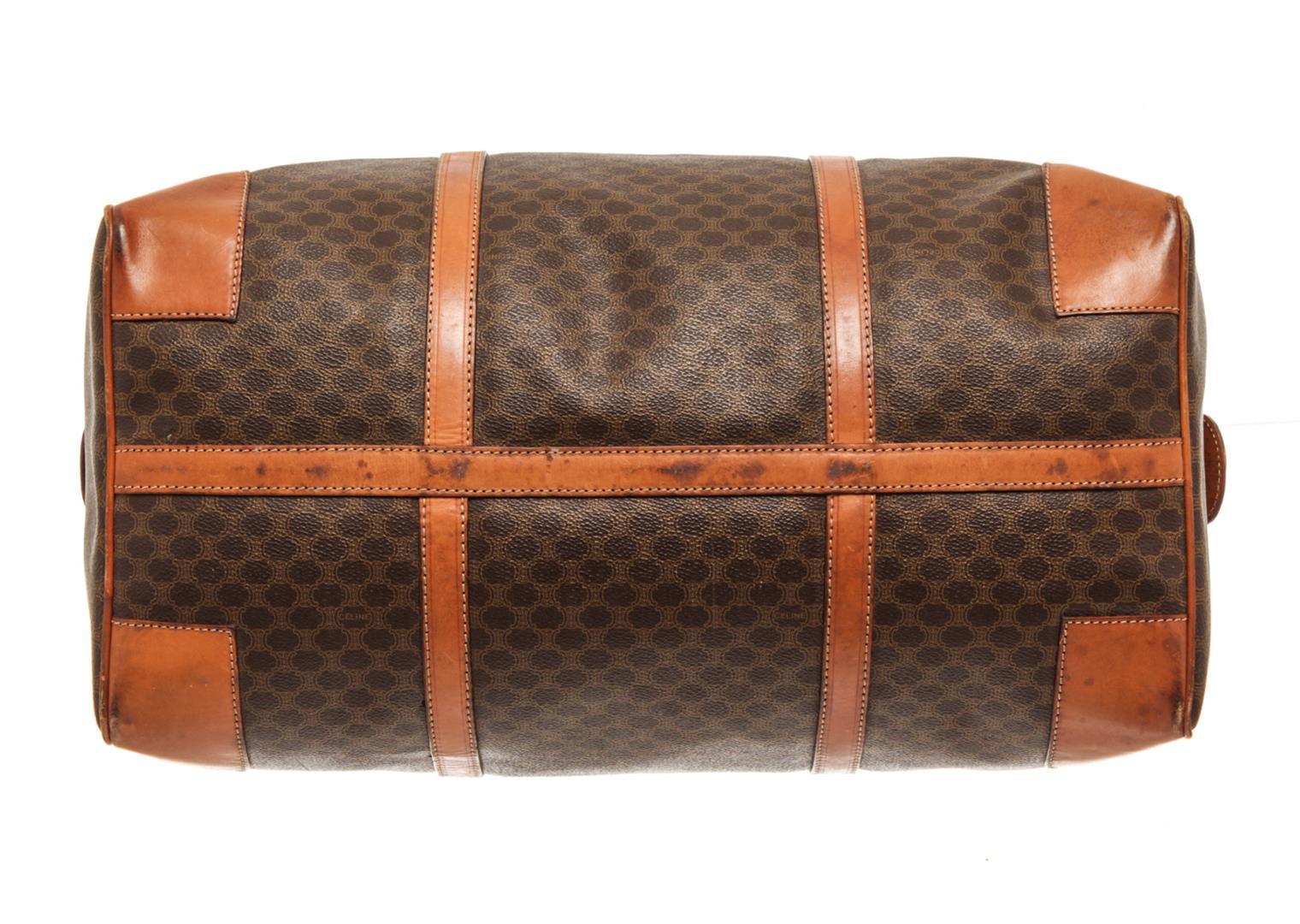 Celine Brown Macadam Pattern Logo Embossed Big Boston Bag