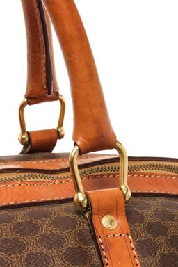 Celine Brown Macadam Pattern Logo Embossed Big Boston Bag