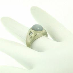 Men's Vintage 14k White Gold 7.24 ctw Oval Gray Star Sapphire Round Diamond Ring