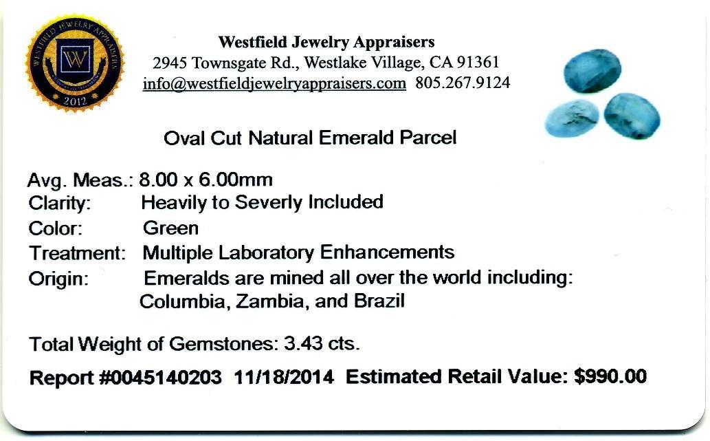 3.43 ctw Oval Cut Natural Emerald Parcel