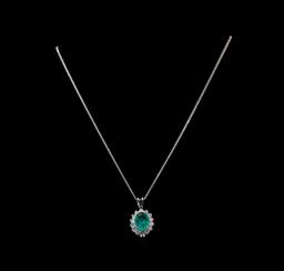 14KT White Gold 2.95 ctw Chrysoprase and Diamond Pendant With Chain