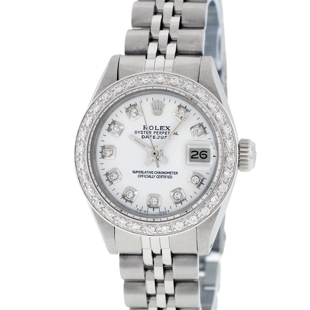 Rolex Ladies Stainless Steel White Diamond 26MM Wristwatch