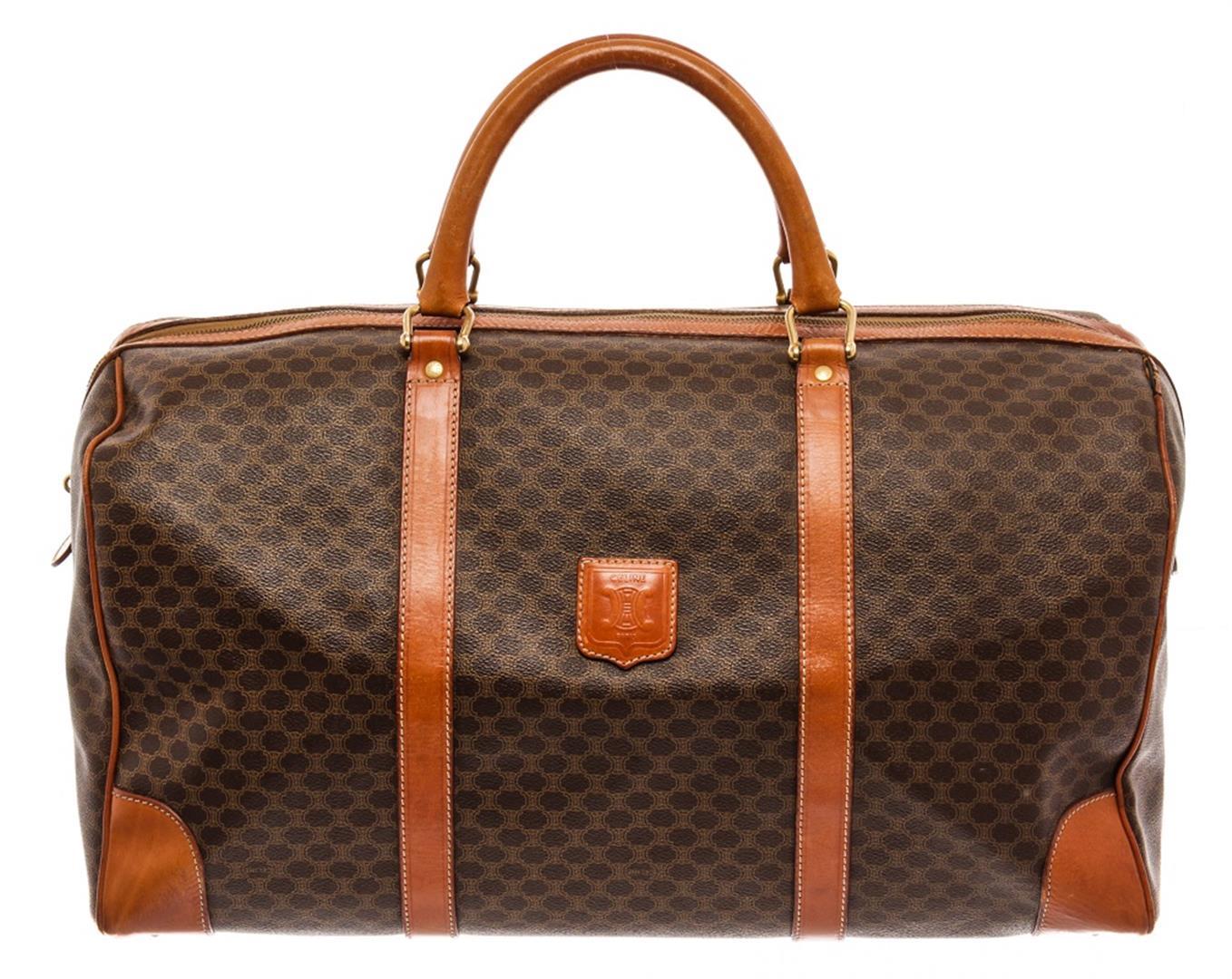 Celine Brown Leather Macadam Duffle Bag