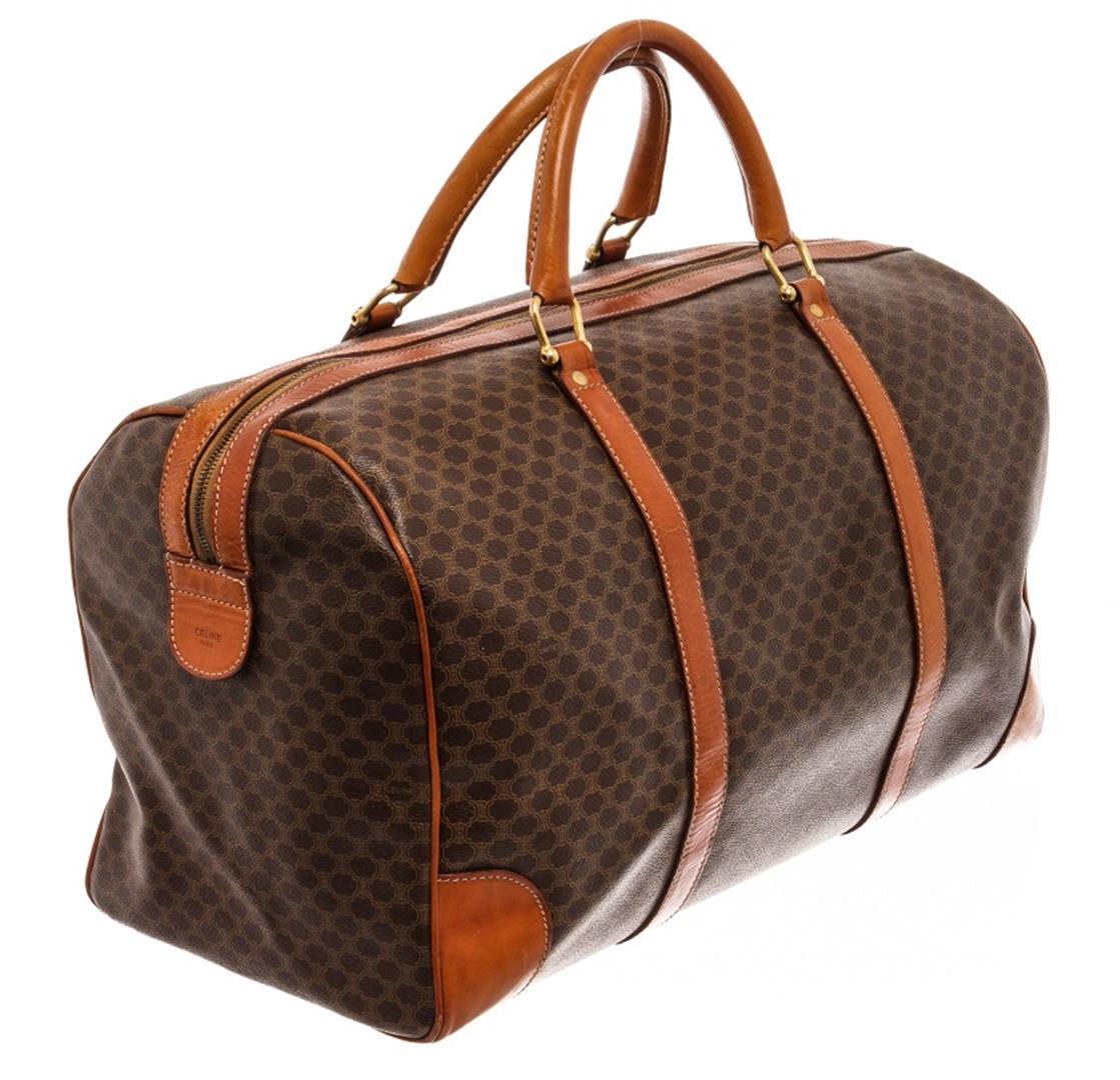 Celine Brown Leather Macadam Duffle Bag