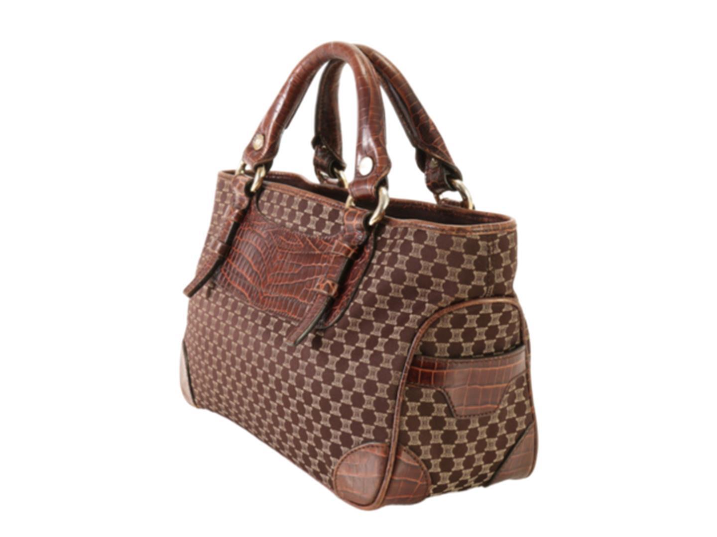 Celine Brown Canvas & Snake Embossed Leather Boogie Bag