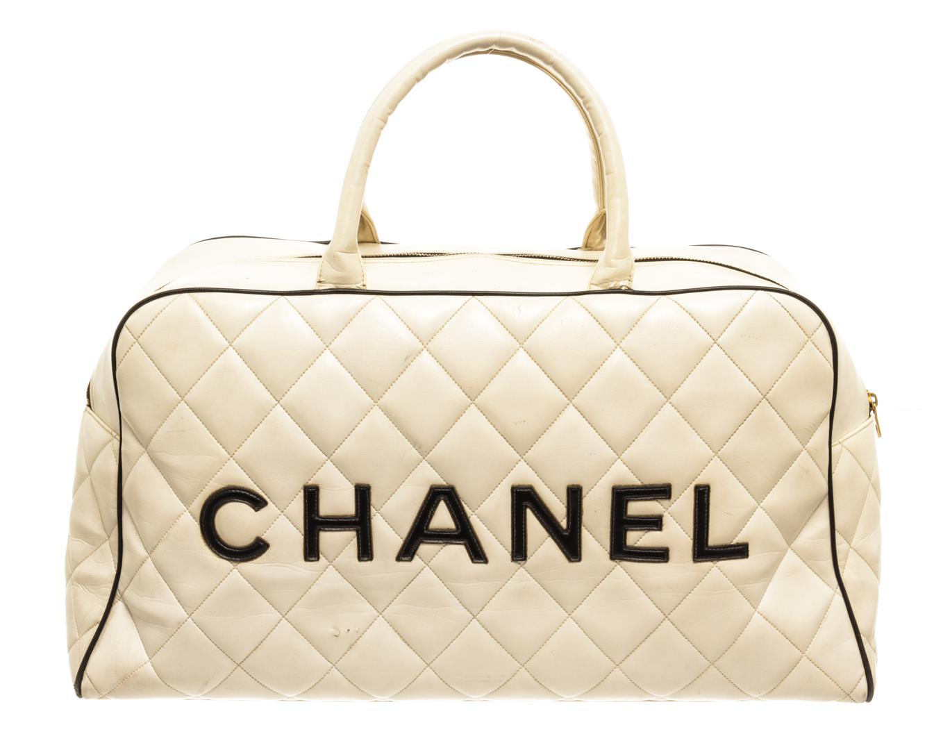 Chanel White Quilted Bowling Bag