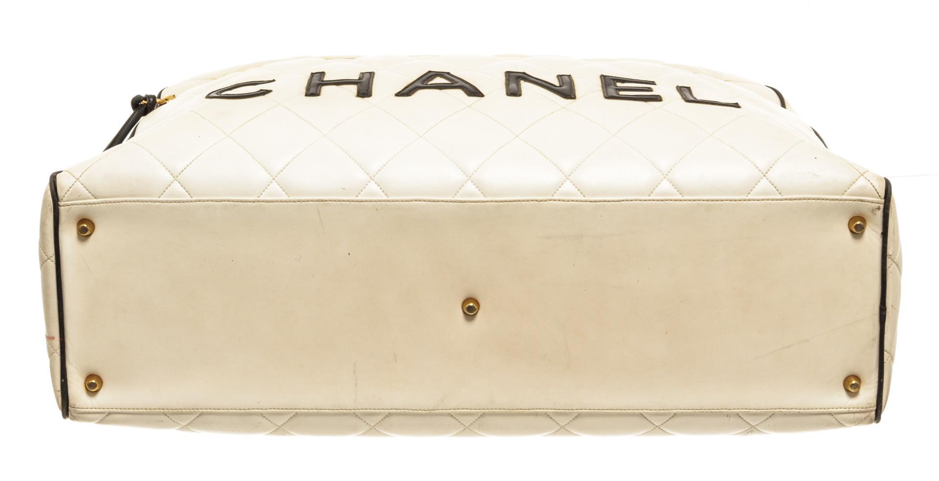 Chanel White Quilted Bowling Bag