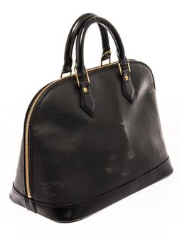 Louis Vuitton Black Epi Leather Alma Satchel Bag