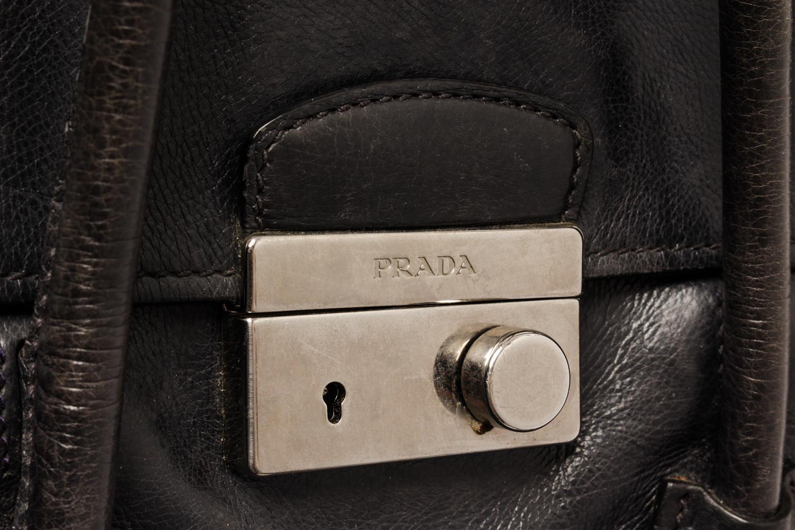 Prada Glace Black Calf Leather Flap Shoulder Bag