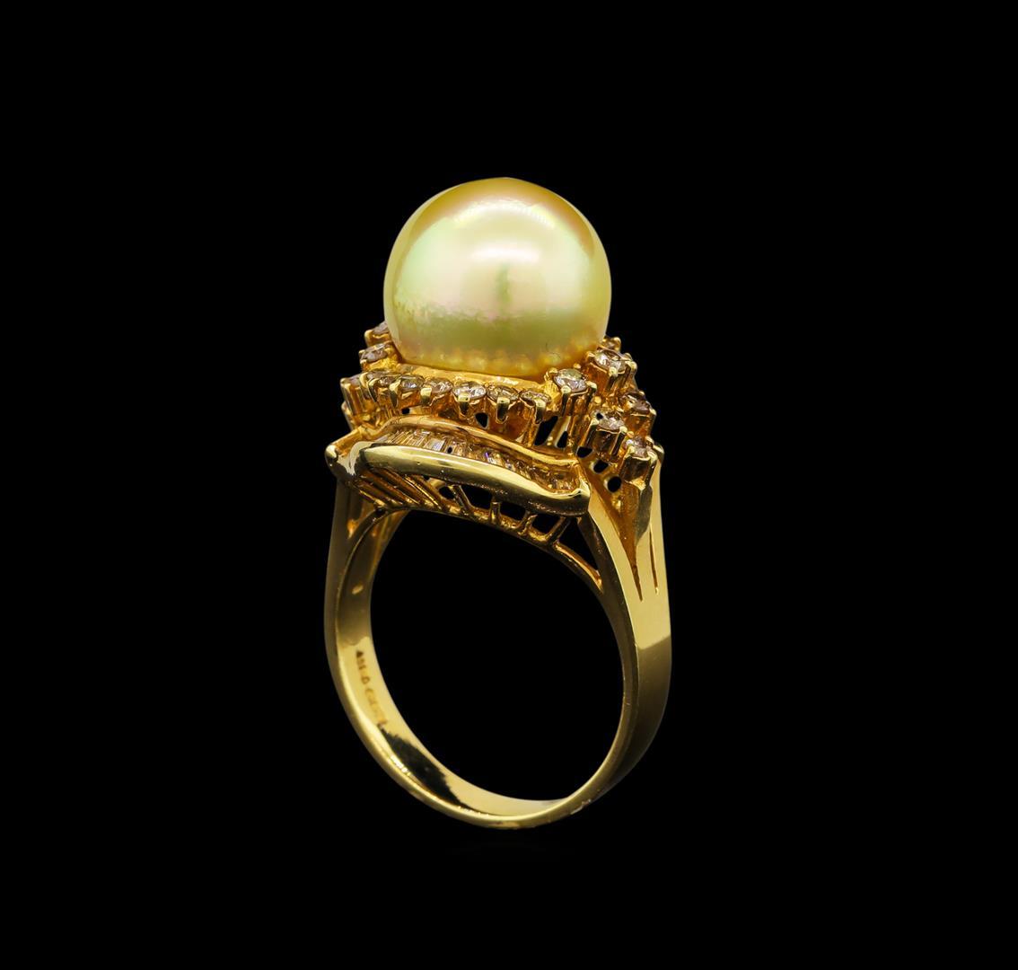 14KT Yellow Gold Pearl and Diamond Ring