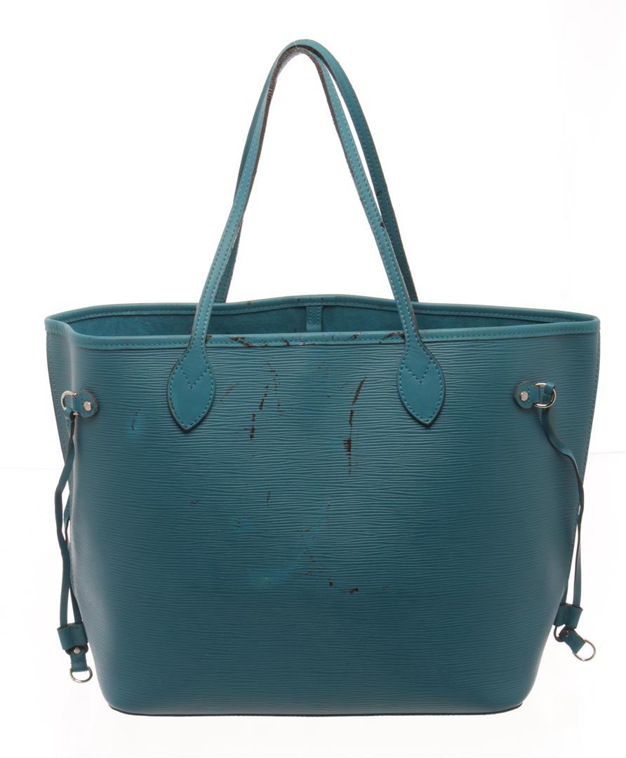 Louis Vuitton Teal Blue Epi Leather Neverfull MM Tote Bag