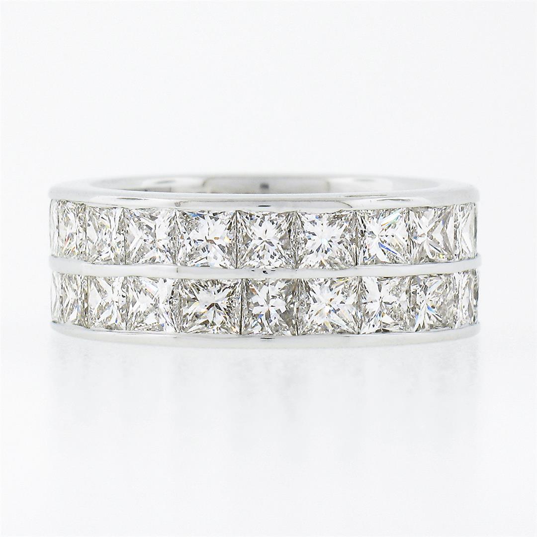 14k White Gold 6.0 ctw Princess Channel Diamond Dual Double Row Eternity Band Ri