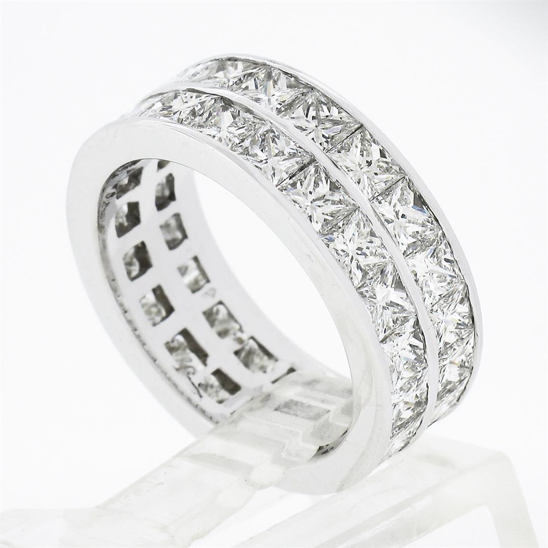 14k White Gold 6.0 ctw Princess Channel Diamond Dual Double Row Eternity Band Ri