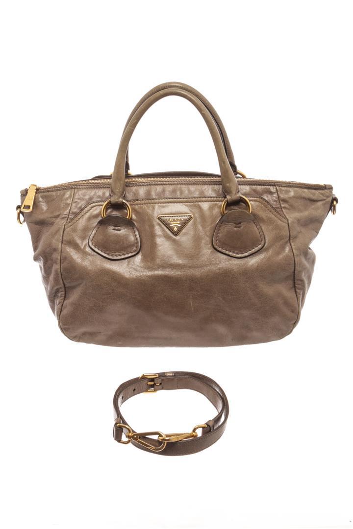 Prada Beige Leather Two Way Bag