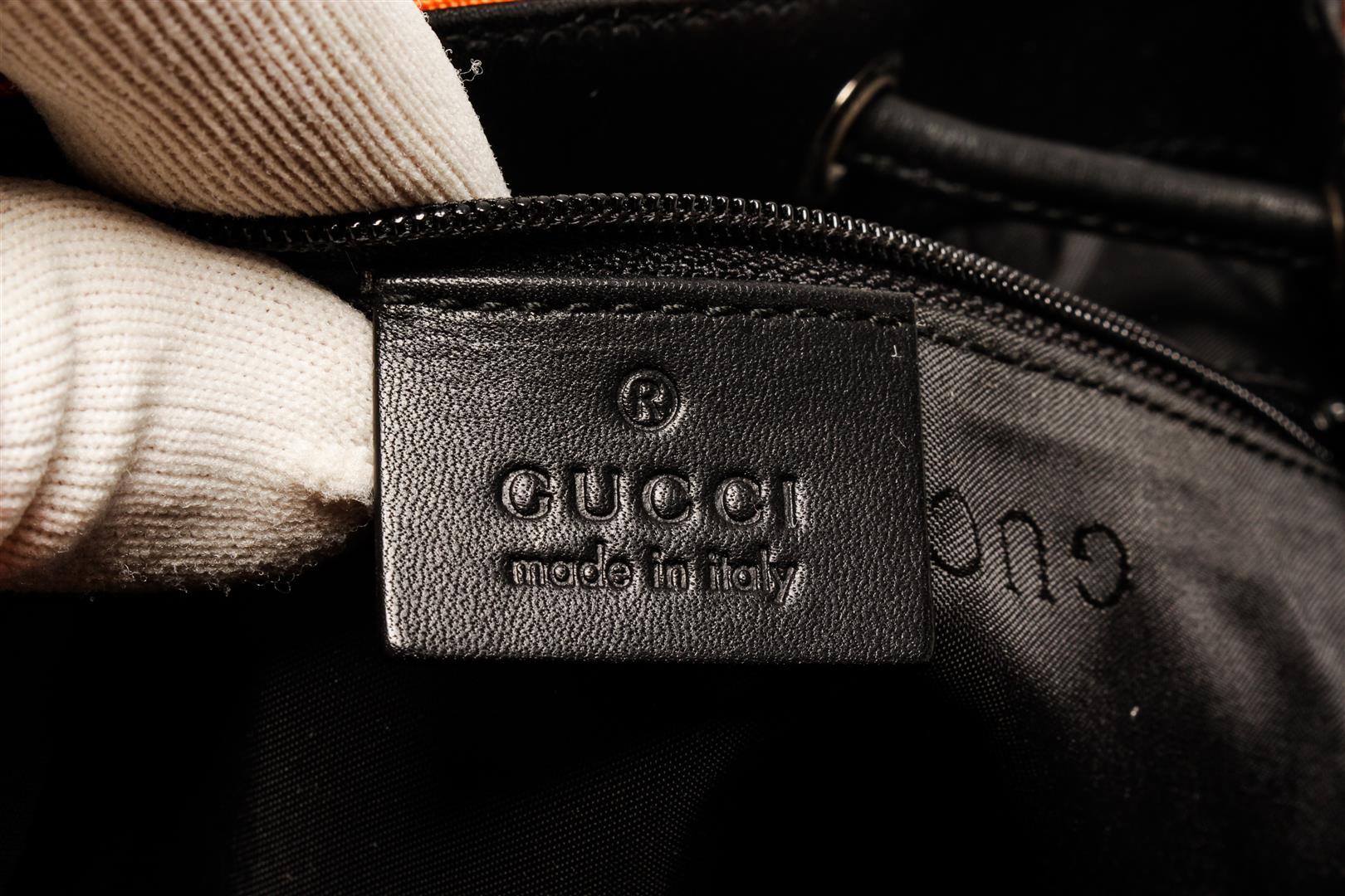 Gucci Black and Orange Leather Nylon Backpack