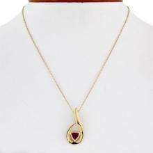 18K Yellow Gold .55 ctw Trillion Cut Tourmaline Solitaire Open Pendant & 16" Cha