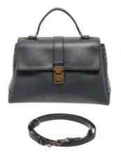 Bottega Veneta Blue Leather Piazza Top Handle Bag