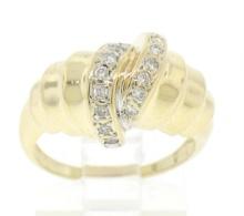 14k Solid Gold Twist Diamond Embellished Ladies Simple Yet Unique Cocktail Ring