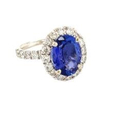 3.70 ctw Tanzanite & Diamond Ring - 14KT White Gold