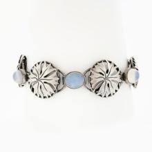 Antique Lauritz Jensen Pierced Silver Foliage L.J 830S 14 Moonstone Bracelet