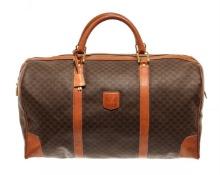 Celine Brown Macadam Pattern Logo Embossed Big Boston Bag