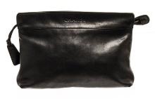 Chanel Vintage Black Lambskin Medium Logo Zip Clutch