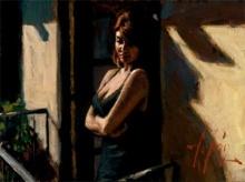 Saba at the Balcony Black Dress by Fabian Perez