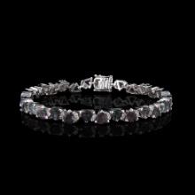 9.00 ctw Triangle Mystic Quartz and 0.83 ctw White Topaz Bracelet