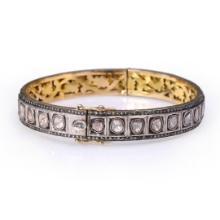 Vintage Indian Gold Topped Silver & Diamond Bangle