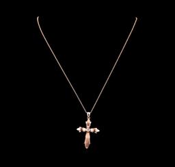 0.18 ctw Diamond Cross Pendant With Chain - 14KT Rose Gold